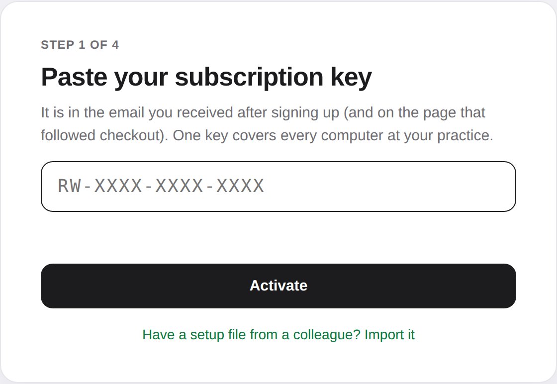Step 1 of the setup page: paste your subscription key