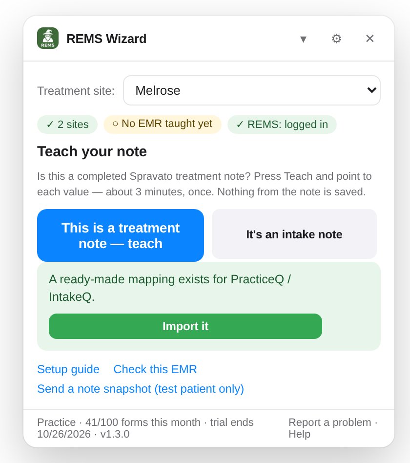 The widget offering a ready-made mapping for the EMR
